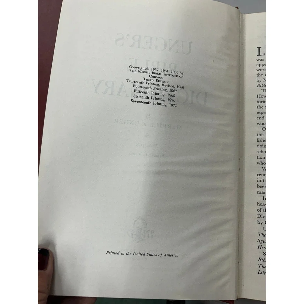 Unger's Bible Dictionary Merrill F. Unger 1966 Third Edition Moody Press